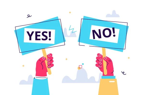 Ilustración vectorial de dibujos animados de Yes No banner — Vector de stock