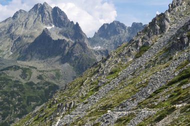 Tatra dağ zirveleri panorama, görünümden dağ Ostrva, Slovakya.