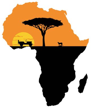 Afrika haritasının arka planında Çita