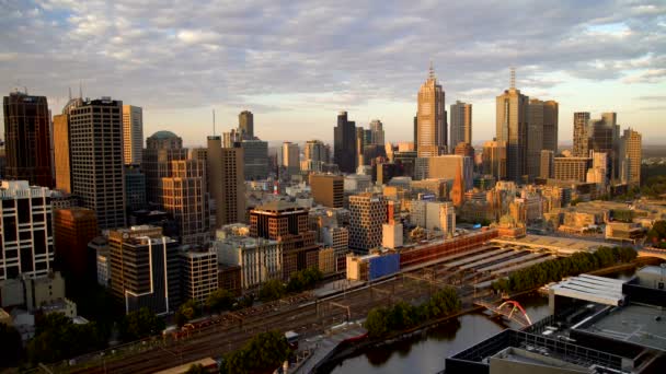 Melbourne Australien Mars 2018 Timelapse Tåg Som Avgår Flinders Street — Stockvideo