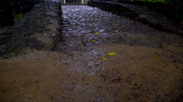 Revele Edifício Igreja Vaitahu Remoto Ilha Tahuata Nas Marquesas Paraíso — Vídeo de Stock