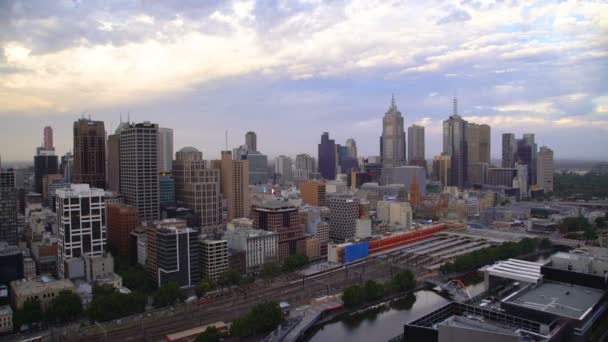 Melbourne Australia Marca 2018 Timelapse Ruchu Chmury Nad Dworzec Kolejowy — Wideo stockowe