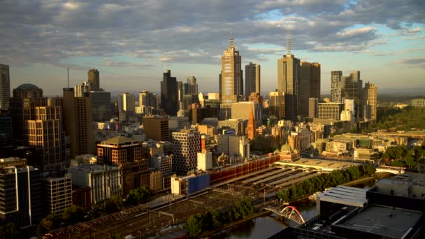 Melbourne Australien Mars 2018 Modern Och Viktoriansk Arkitektur Melbourne Central — Stockvideo