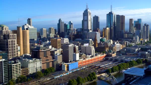 Melbourne Australia Marca 2018 Nowoczesne Handlowych Budynki Drapacze Chmur Melbourne — Wideo stockowe