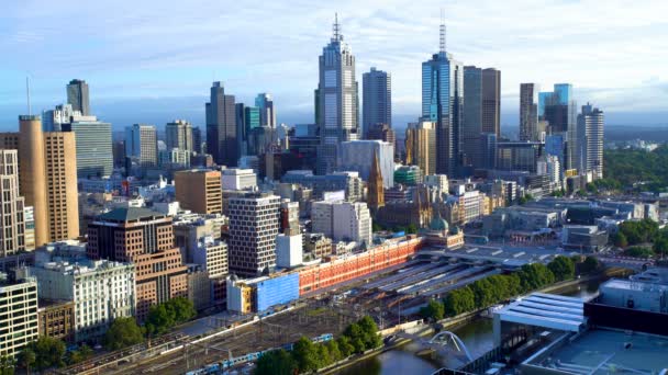 Melbourne Austrália Março 2018 Estação Ferroviária Yarra River Flinders Street — Vídeo de Stock