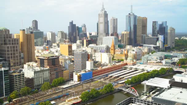 Melbourne Austrália Março 2018 Arranha Céus Cidade Melbourne Skyline Pauls — Vídeo de Stock