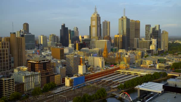 Melbourne Australien März 2018 Kommerzielle Wolkenkratzer Der Melbourner Cbd Skyline — Stockvideo