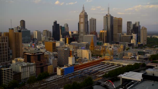 Melbourne Australien März 2018 Kommerzielle Wolkenkratzer Des Zentralen Geschäftsviertels Von — Stockvideo