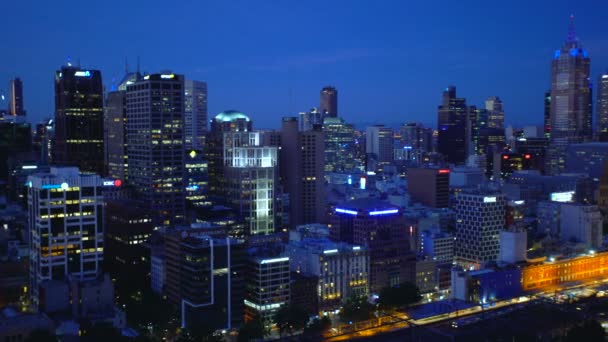 Melbourne Australia March 2018 Night Lights Melbourne City Office Buildings — Stock Video