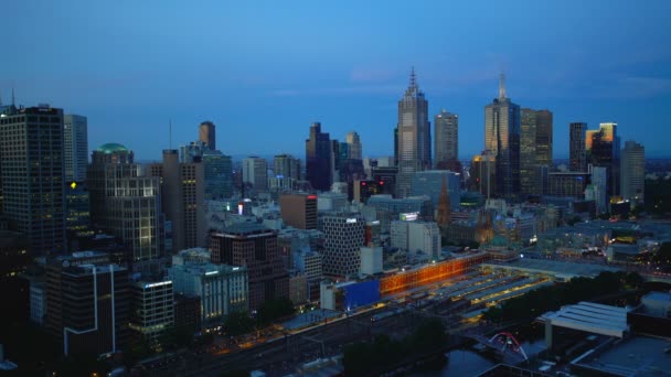 Melbourne Australia Maret 2018 Pemandangan Matahari Terbenam Atas Pencakar Langit — Stok Video