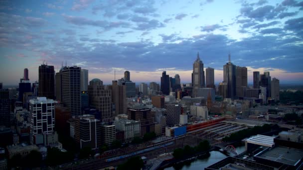 Melbourne Austrália Março 2018 Pôr Sol Sobre Horizonte Cidade Melbourne — Vídeo de Stock