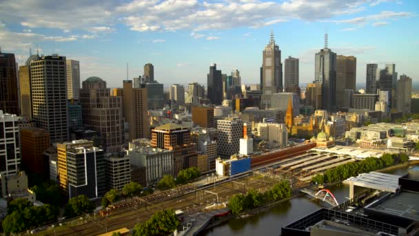 Melbourne Australie Mars 2018 Vue Sur Rivière Yarra Jusqu Gare — Video