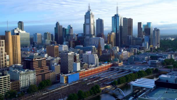 Melbourne Austrálie Březen 2018 Komerční Mrakodrapy Melbourne Cbd Panorama Příměstské — Stock video