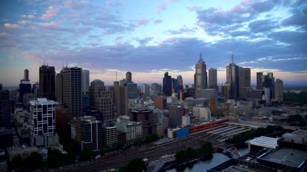 Melbourne Ausztrália 2018 Március Kereskedelmi Épületek Felhőkarcolók Melbourne Cbd Skyline — Stock videók