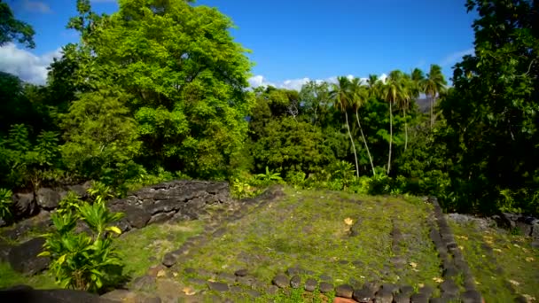 Visa Gamla Historiska Återstår Avlägsen Exotisk Plats Polynesisk Paradise Hiva — Stockvideo