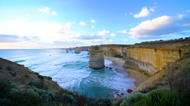 Batık Coast Victoria Avustralya Okyanus Timelapse Dalgalar Twelve Apostles Offshore — Stok video