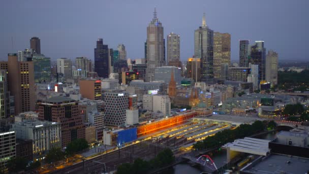 Melbourne Avustralya Mart 2018 Timelapse Işıklı Işık Melbourne Şehir Gökdelenler — Stok video