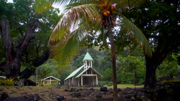 Kirchengebäude Einem Abgelegenen Vaitahu Auf Der Tahuata Insel Auf Den — Stockvideo