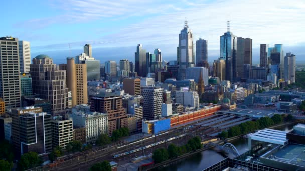 Melbourne Austrálie Březen 2018 Panorama Melbourne Central Business District Osobním — Stock video