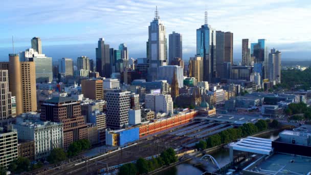 Melbourne Australia Marzo 2018 Melbourne City Skyline Grattacieli Commerciali Flinders — Video Stock