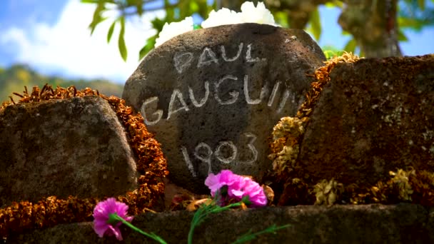 Marquesas Frans Polynesië Maart 2018 Paul Gauguin Grafsteen Beroemde Kunstenaar — Stockvideo