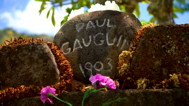 Marquesas Polinésia Francesa Março 2018 Paul Gauguin Gravestone Famoso Artista — Vídeo de Stock