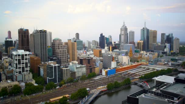 Melbourne Australia Marca 2018 Dzień Timelapse Zmierzchu Melbourne City Skyline — Wideo stockowe