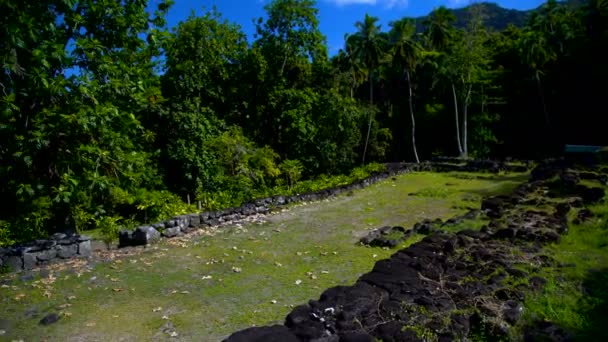 Visa Gamla Historiska Återstår Avlägsen Exotisk Plats Polynesisk Paradise Hiva — Stockvideo