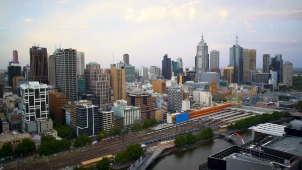 Melbourne Australien Mars 2018 Melbourne City Skyline Kommersiella Byggnader Och — Stockvideo