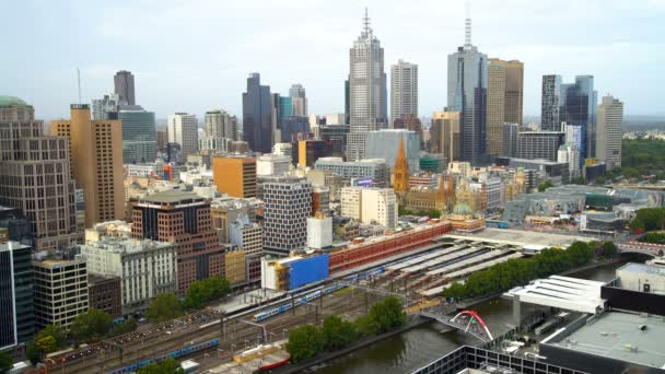 Melbourne Australia March 2018 Commuter Trains Flinders Street Railway Terminal — Stock Video