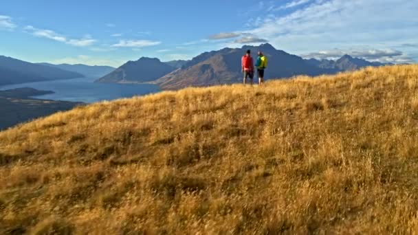 남성과 여성의 뉴질랜드의 자연을 즐기는 야외의 항공기 — 비디오