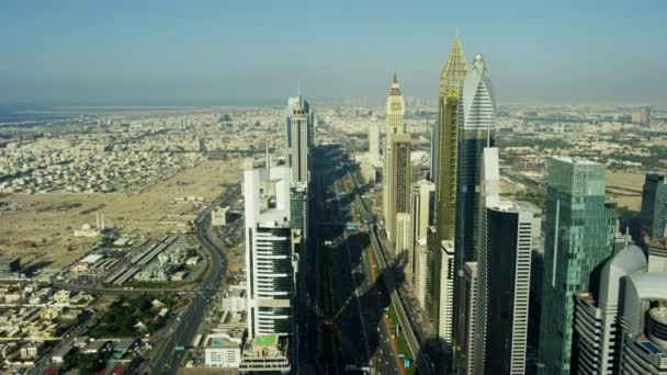 Дубай Март 2018 Вид Воздуха Город Шейх Зайед Дорожные Небоскребы — стоковое видео