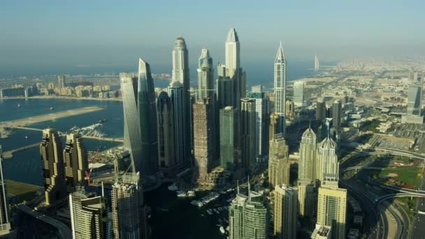 Vista Aérea Del Horizonte Ciudad Los Rascacielos Área Del Complejo — Vídeos de Stock