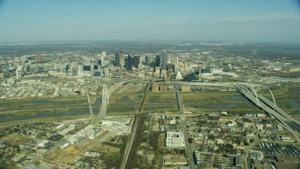 Luchtfoto Van Margaret Hill Hunt Verhoogde Brug Voertuig Snelweg Trinity — Stockvideo