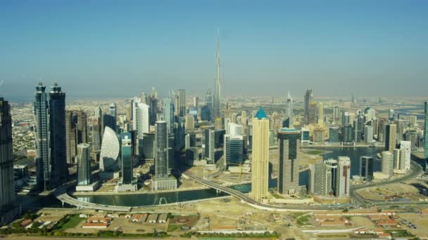 Vue Aérienne Ville Business Bay Burj Khalifa Dubai Creek Zone — Video