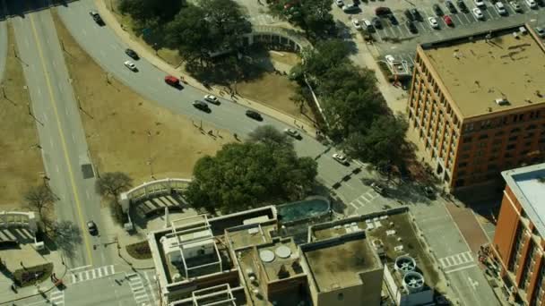 Aerial View Book Depository Dealey Plaza Place Jfk Assassinated November — Stock Video