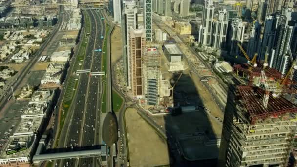 Aerial City View Sheikh Zayed Road Burj Khalifa Dubai Creek — Stock Video