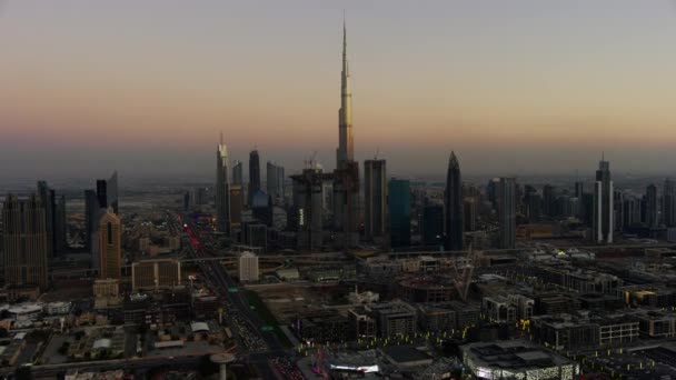 Дубай Март 2018 Вид Город Воздуха Burj Khalifa Downtown Business — стоковое видео