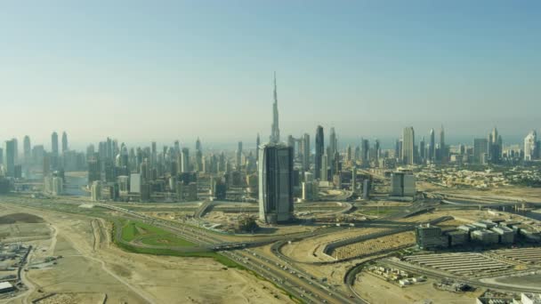 Vista Aérea Ciudad Dubai Creek Burj Khalifa Centro Ciudad Negocios — Vídeo de stock