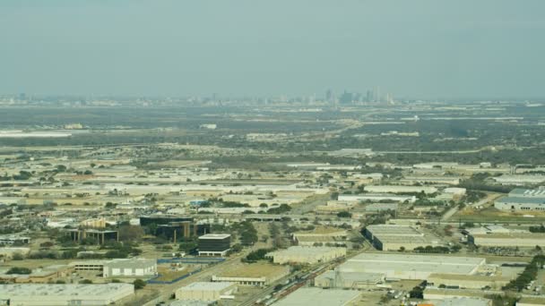 Dallas März 2018 Luft Vorstadt Landschaft Sonnenlicht Ansicht Eines Industriellen — Stockvideo