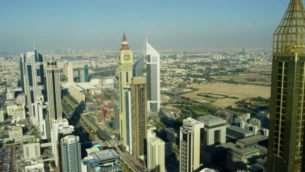 Hava Şehir Manzaralı Sheikh Zayed Karayolu Gökdelenler Metro Demiryolu Ticari — Stok video