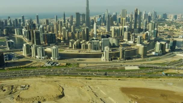 Letecká Výhledem Burj Khalifa Dubai Creek Business Bay Komerční Prostor — Stock video