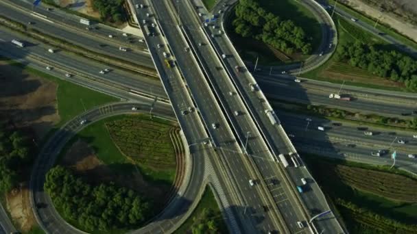 Aerial View Overhead Dubai Junction Flyover Intersection Desert Traffic Elevated — Stock Video