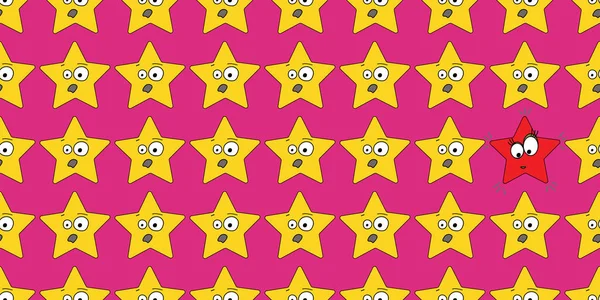 Patrón Sin Costura Vectorial Con Estrellas Diseño Emoji Fondo Rosa — Vector de stock