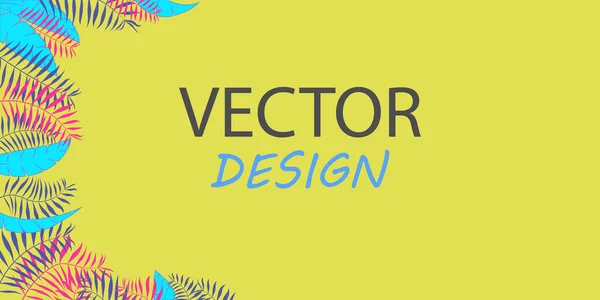 Trendy Tropical Leaves Vector Design Bannières Vectorielles Néon Conception Cadre — Image vectorielle
