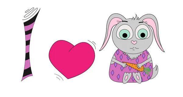 Обожаю Мультяшного Кролика Люблю Кролика Иллюстрация Кролика Графика Футболок Детей — стоковый вектор