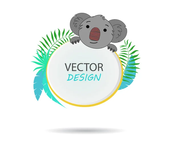 Bannière Vectorielle Avec Koala Bannière Tropicale Cadre Pour Texte Avec — Image vectorielle