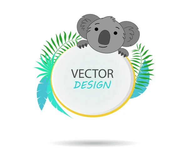 Bannière Vectorielle Avec Koala Bannière Tropicale Cadre Pour Texte Avec — Image vectorielle