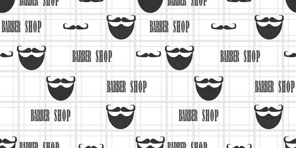 Padrão Vetor Sem Costura Barbearia Padrão Com Barba Bigode Uma — Vetor de Stock