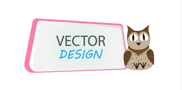 Banner Vectorial Con Búho Marco Para Texto Con Carácter Marco — Vector de stock